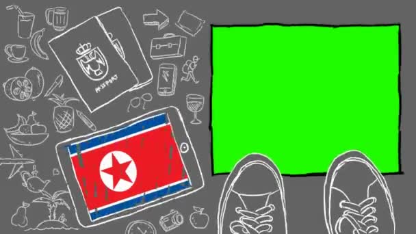 Nordkorea Handgezeichneter Tourismus — Stockvideo