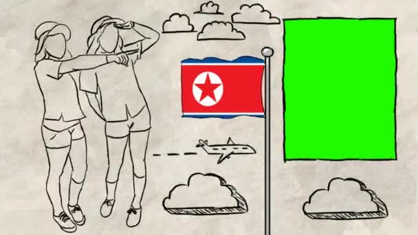 Észak Korea Kézzel Rajzolt Turizmus — Stock videók
