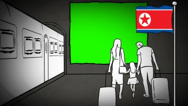 Coreia Norte Turismo Desenhado Mão — Vídeo de Stock