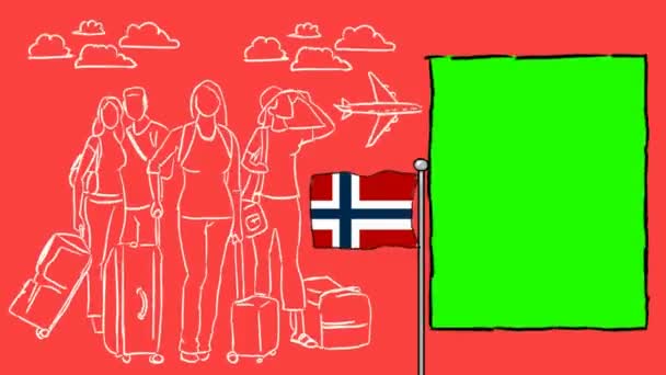 Noruega Turismo Dibujado Mano — Vídeos de Stock