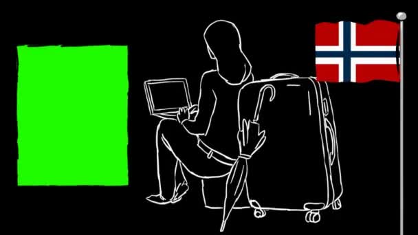 Norwegens Handgezeichneter Tourismus — Stockvideo