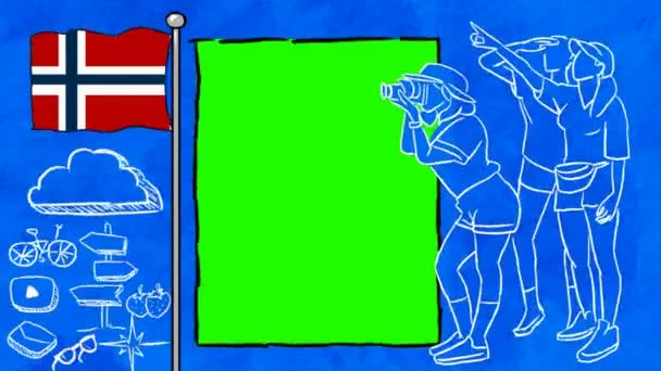 Norvegia Turismo Disegnato Mano — Video Stock