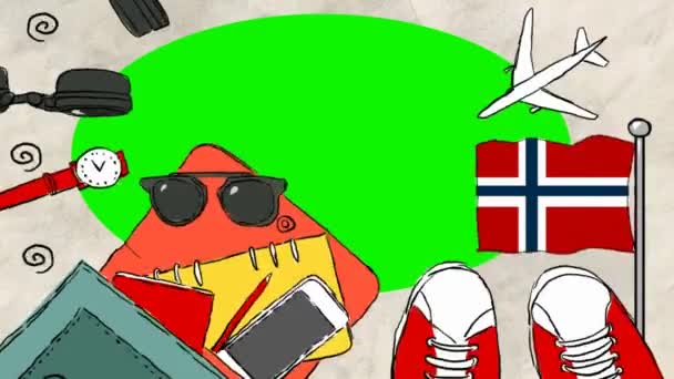 Noruega Turismo Desenhado Mão — Vídeo de Stock