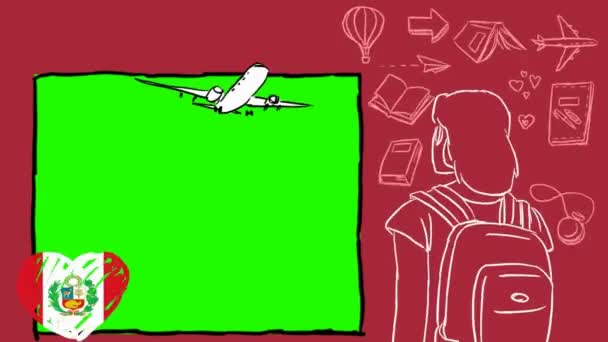 Perù Turismo Disegnato Mano — Video Stock