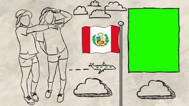 Perù Turismo Disegnato Mano — Video Stock