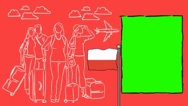 Polonia Turismo Disegnato Mano — Video Stock