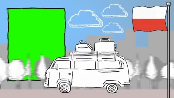 Polonia Turismo Disegnato Mano — Video Stock