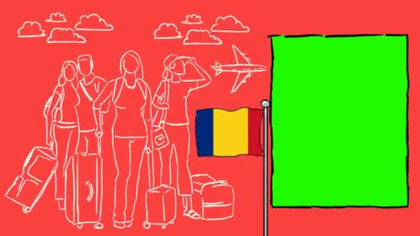 Romania Turismo Disegnato Mano — Video Stock