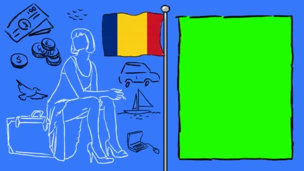 Romania Hand Drawn Tourism — Stock Video