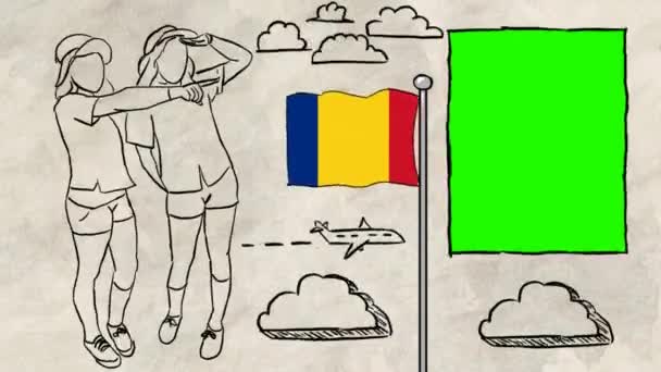 Rumania Turismo Dibujado Mano — Vídeo de stock