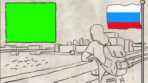 Russie Tourisme Dessiné Main — Video