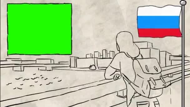 Rusia Dibujado Mano Turismo — Vídeo de stock