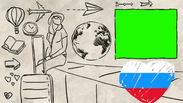 Ryssland Handen Ritade Turism — Stockvideo