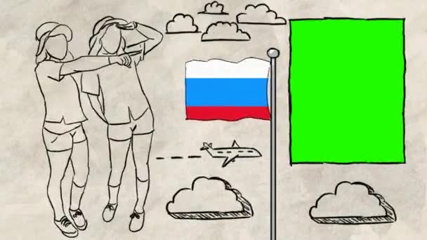 Russland Handgezeichneter Tourismus — Stockvideo