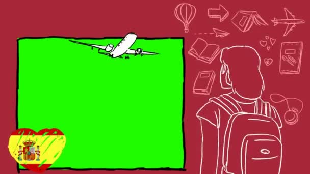 Spain Hand Drawn Tourism — Stock Video