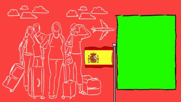 Spanje Hand Getekende Toerisme — Stockvideo