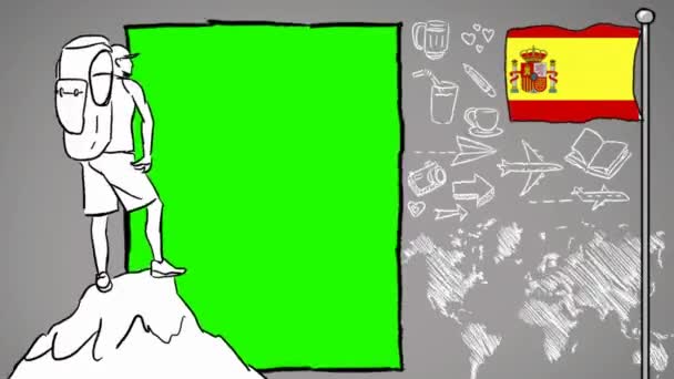 Espagne Tourisme Dessiné Main — Video