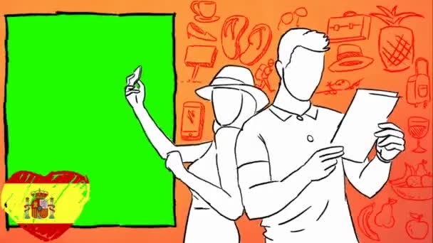 Spain Hand Drawn Tourism — Stock Video