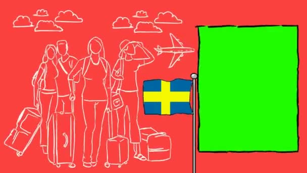 Svezia Turismo Disegnato Mano — Video Stock