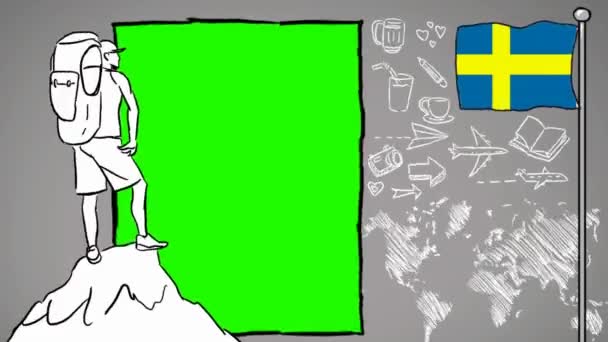 Svezia Turismo Disegnato Mano — Video Stock