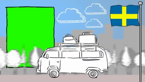Sweden Hand Drawn Tourism — Stock Video