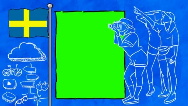 瑞典手绘旅游 — 图库视频影像
