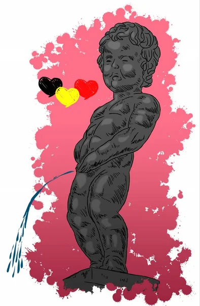 Manneken Pis heykeli çizilmiş mürekkep noktalar