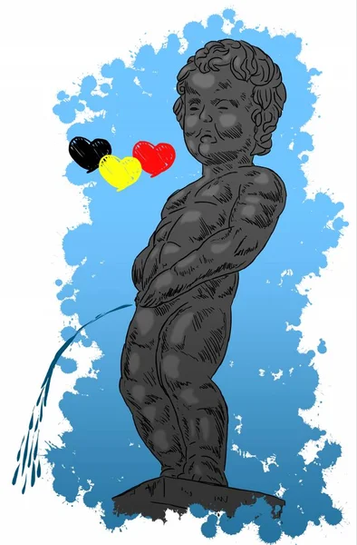 Manneken Pis heykeli çizilmiş mürekkep noktalar