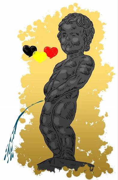 Manneken Pis heykeli çizilmiş mürekkep noktalar