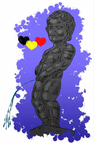 Manneken Pis heykeli çizilmiş mürekkep noktalar