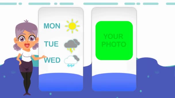 Pronóstico Del Tiempo Animación Vectorial — Vídeo de stock