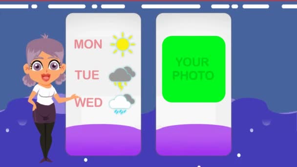 Pronóstico Del Tiempo Animación Vectorial — Vídeo de stock