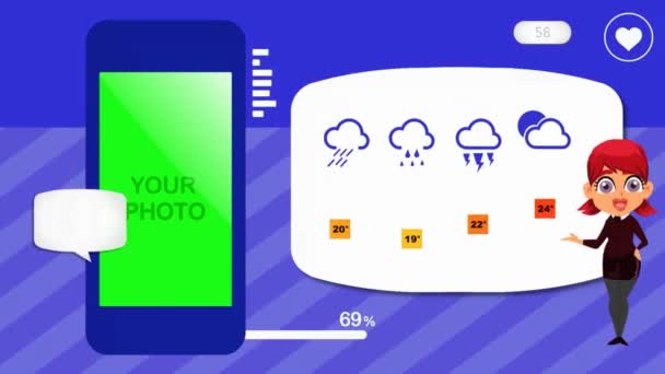 Previsioni Meteo Animazione Vettoriale — Video Stock