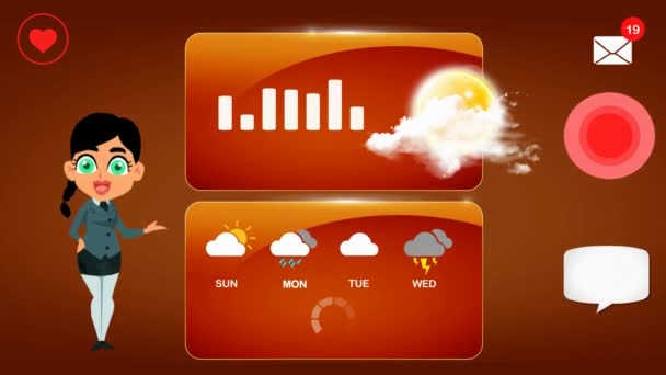 Prakiraan Cuaca Dalam Animasi Vektor — Stok Video