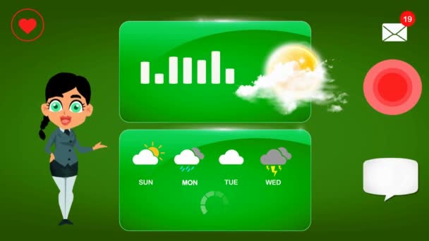 Prakiraan Cuaca Dalam Animasi Vektor — Stok Video