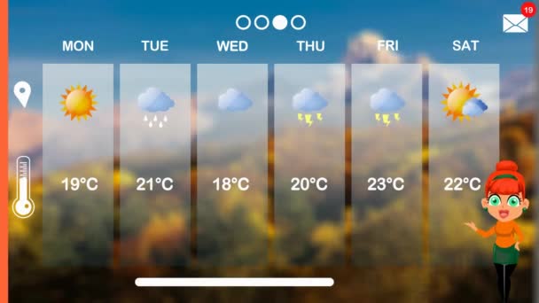 Previsioni Meteo Animazione Vettoriale — Video Stock