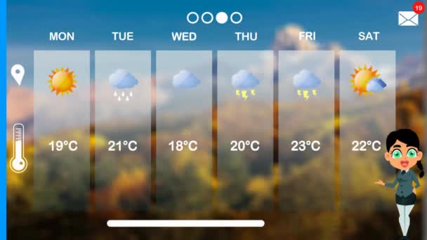 Pronóstico Del Tiempo Animación Vectorial — Vídeos de Stock