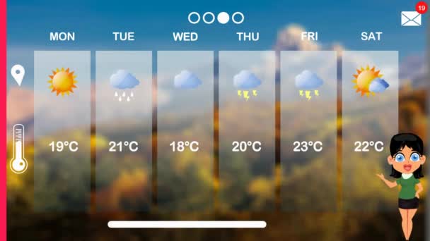 Previsioni Meteo Animazione Vettoriale — Video Stock