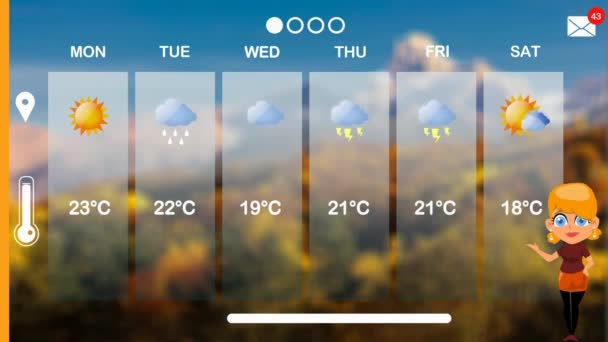 Прогноз Погоды Векторной Анимации — стоковое видео