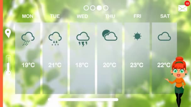 Прогноз Погоды Векторной Анимации — стоковое видео