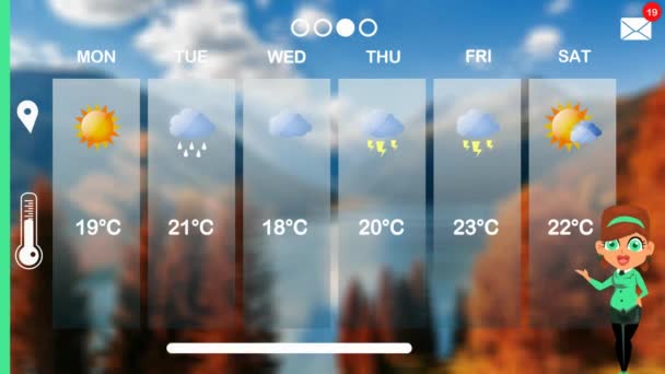 Pronóstico Del Tiempo Animación Vectorial — Vídeos de Stock