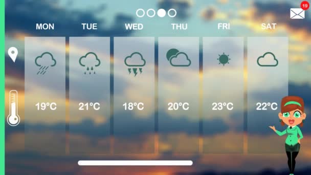 Прогноз Погоды Векторной Анимации — стоковое видео
