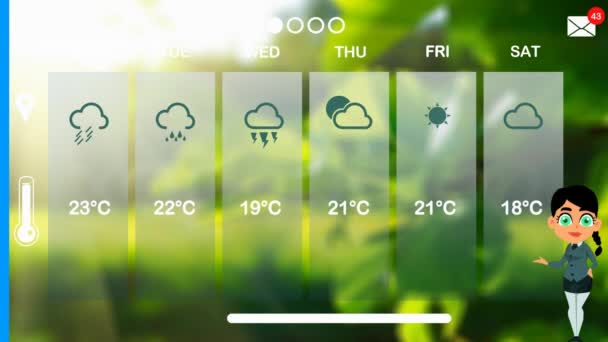 Прогноз Погоды Векторной Анимации — стоковое видео