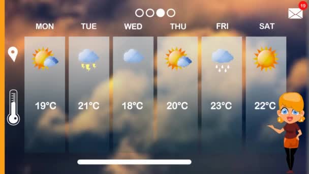 Previsão Meteorológica Animação Vetorial — Vídeo de Stock