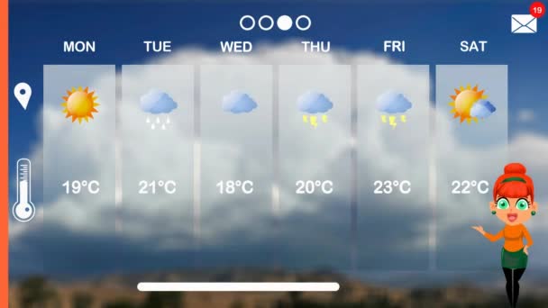 Previsioni Meteo Animazione Vettoriale — Video Stock