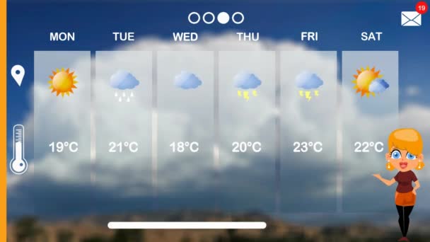 Previsão Meteorológica Animação Vetorial — Vídeo de Stock