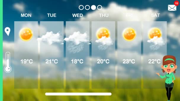 Pronóstico Del Tiempo Animación Vectorial — Vídeo de stock