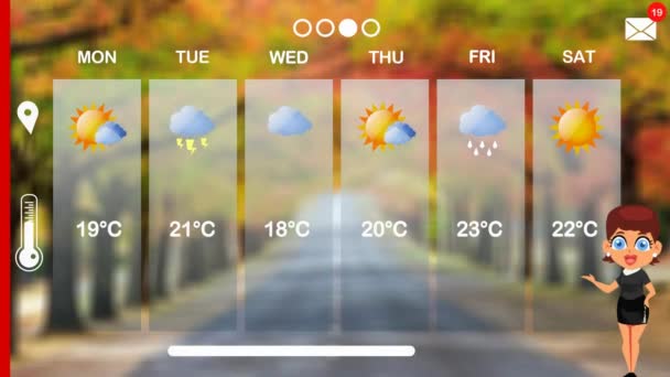 Прогноз Погоды Векторной Анимации — стоковое видео