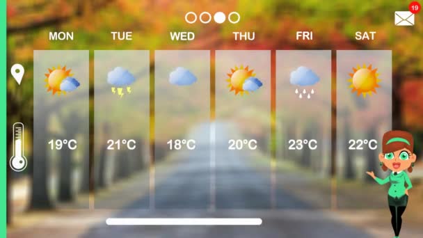 Прогноз Погоды Векторной Анимации — стоковое видео