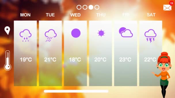 Previsioni Meteo Animazione Vettoriale — Video Stock